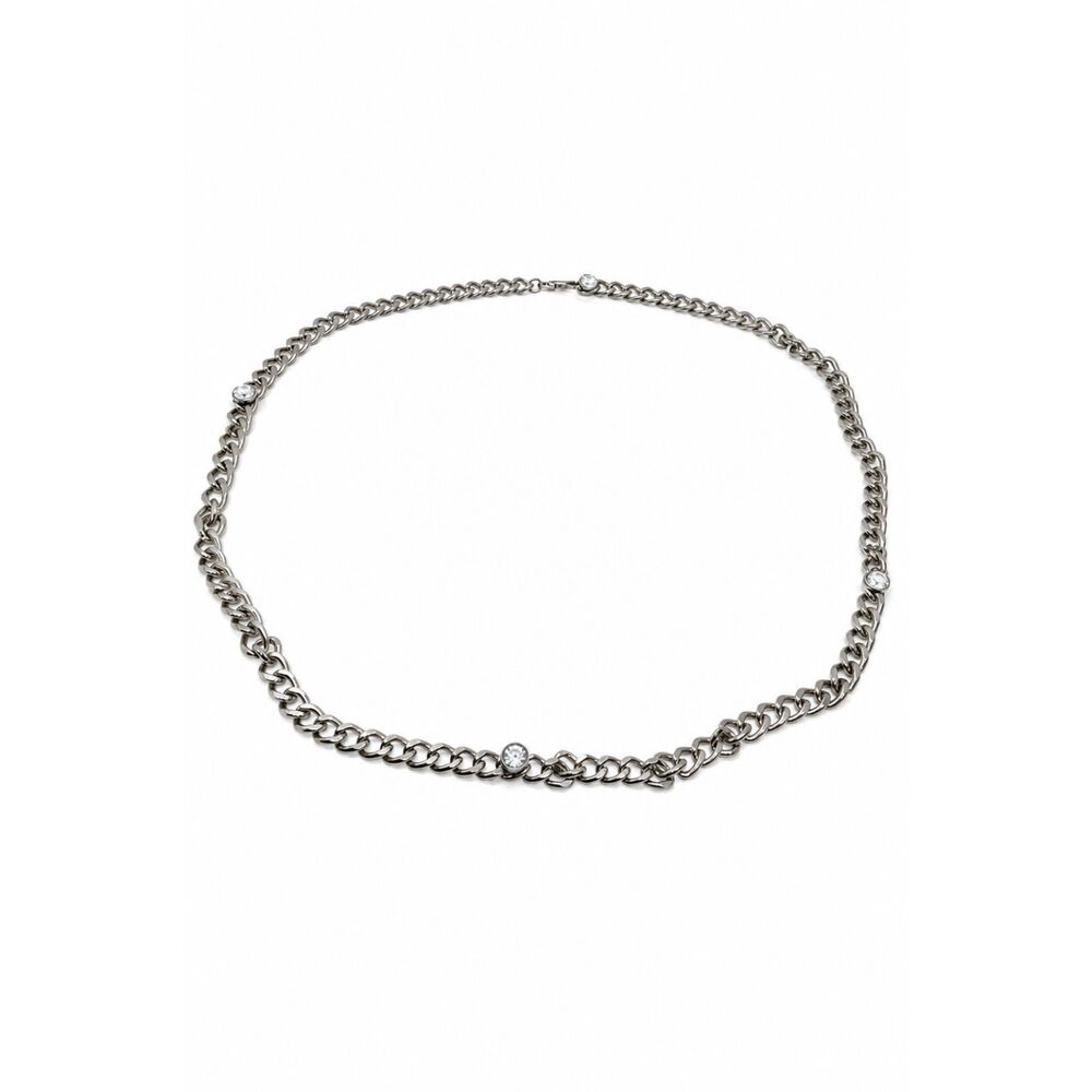 RHINESTONE CHAIN BELT Silver Crystal Waist Chain Y2K Glam 42"